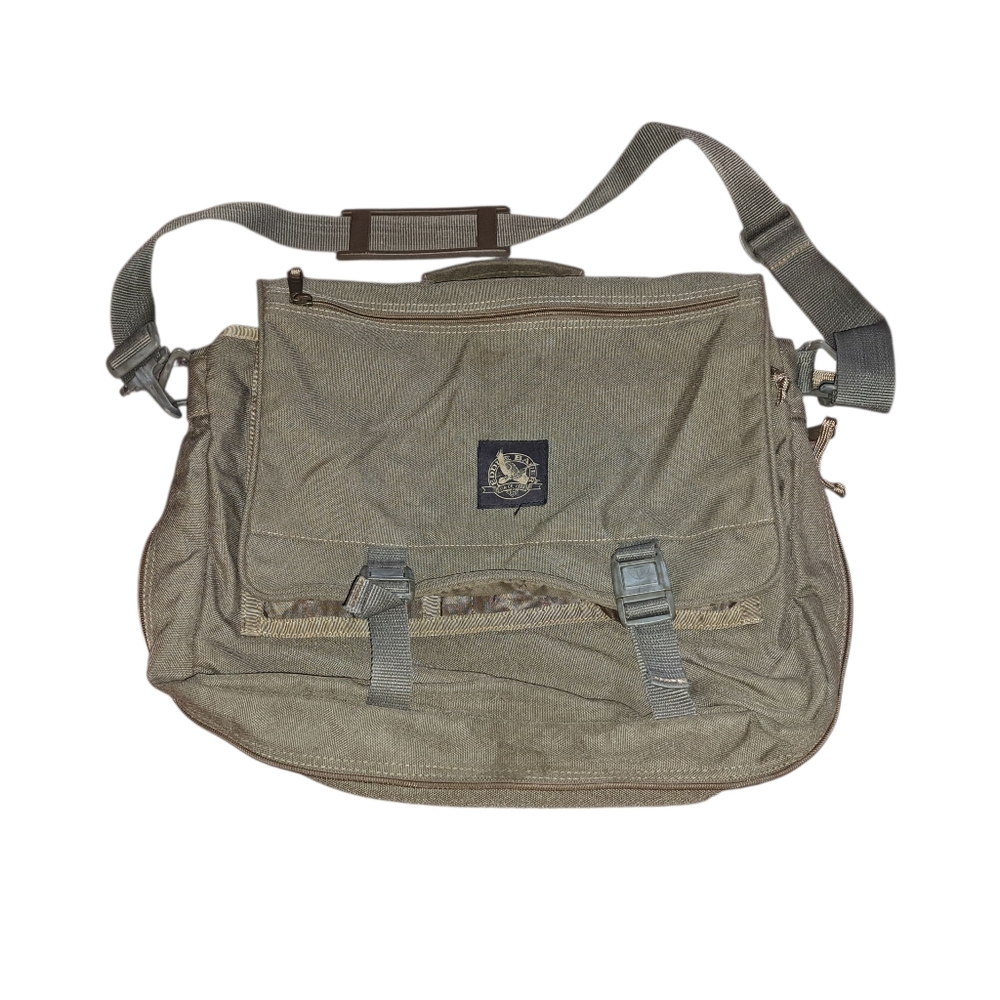 Eddie Bauer Olive Green Canvas Laptop Messenger Bag